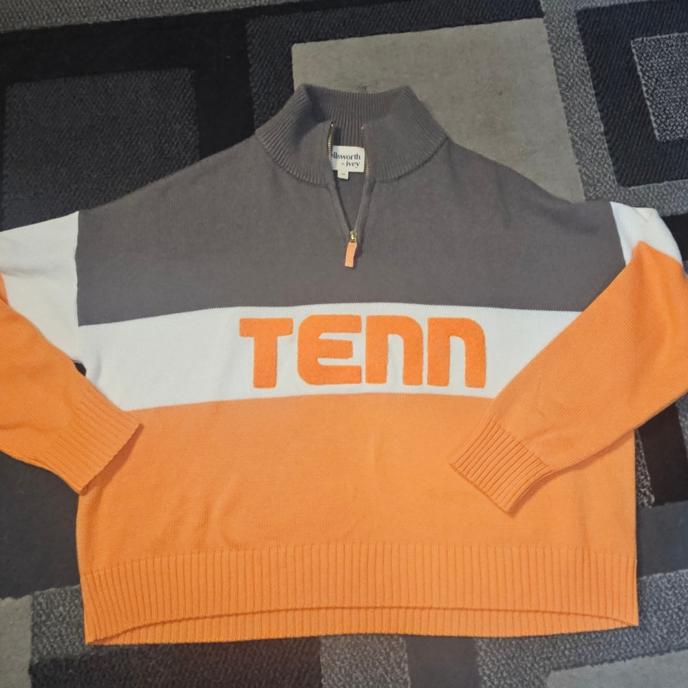 Ellsworth + Ivey Quarter Zip Sweater Women Medium Orange Excellent